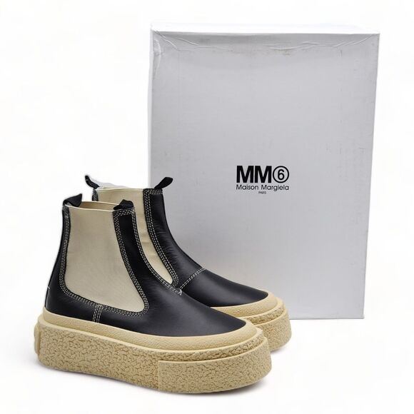 MM6 Maison Martin Margiela Shoes - MM6 Maison Margiela Round-toe Leather Ankle Boots 40.5 (10.5)